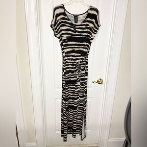 design history striped maxi dress DESIGN HISTORY Women's Blue White Striped Maxi Dress Braided Straps Size M